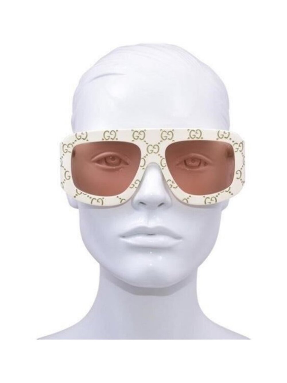 New Authentic Gucci Cream Sunglasses with Orange Lenses GG0983S 001